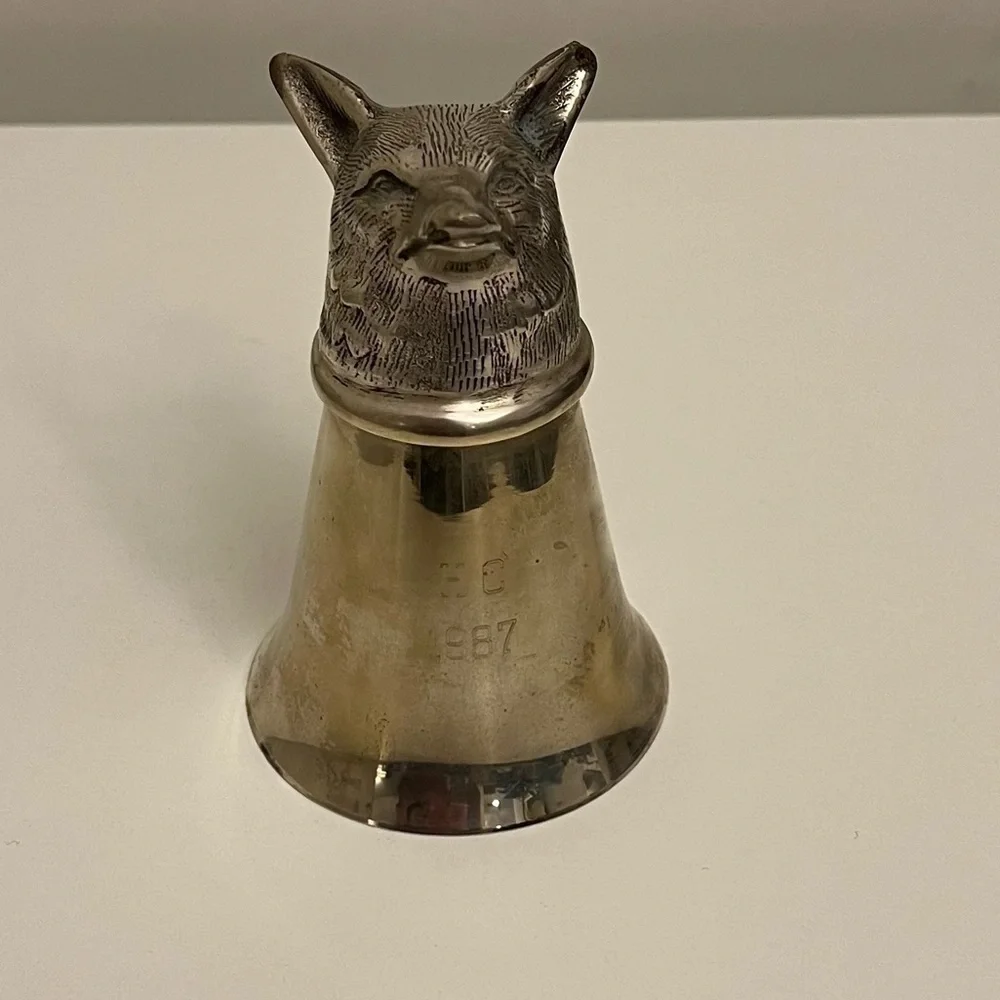 Vintage Fox Stirrup Cup, etched with‎ “HC 1987”